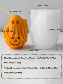 Molde de silicona con forma de calabaza fantasma, molde para velas aromáticas, decoración artesanal y regalos, molde para yeso y resina - Blanco - Ver 13