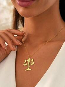 Collar personalizado con dije de Juez, símbolo de justicia, collar de abogado, collar con letra del nombre Libra, joyería de moda personalizada, el mejor regalo para ella - Multicolor - Ver 3