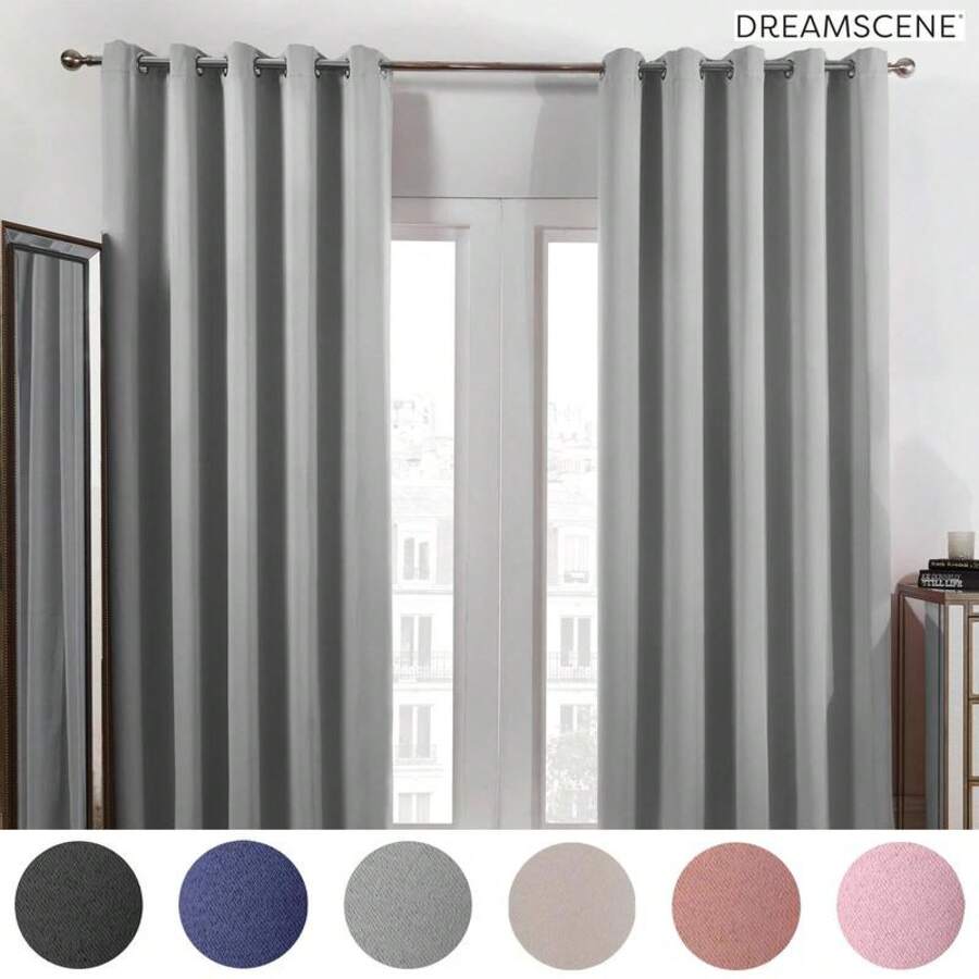 Eyelet Blackout Curtains  Of Thermal Ring Top Ready Made Luxury