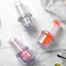 1 pieza Pincel de silicona para aceite con tapa, para untar aceite, salsa, bistec, parrilla, herramienta de cocina