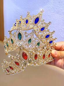 Diadema de princesa elegante, diadema de cristal de alta gama con corona de flores, corona de cumpleaños para niñas, tocado nupcial, decoración de pastel, coronas, tiara, corona de disfraz, círculo de cabello, boda, accesorios de verano, accesorios - Rosa - Ver 4