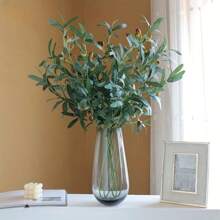2/3pcs Lifelike Artificial Olive Branches - Realistic Plastic Greenery Stems With 6 Forks, Perfect For Vase Filling & Desktop Accent, Ideal For Home Decor, Room Decor, Garden Decor, Wedding Bouquets And Birthday Gifts