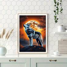 1 Stück 5D Diamant Malerei Set Heulender Wolf im Mondlicht, [30*40cm/11,8*15,7 Zoll] [40*50cm/15,7*19,7 Zoll] geeignet für erwachsene Anfänger DIY Mosaik Diamant Kunst, Vollbohrmuster Diamant Malerei Design für Wohnzimmer, Schlafzimmer, Büro Wanddekoration, Überraschungskunst Heim-Dekoration Geschenk für Familie und Freunde, ohne Rahmen