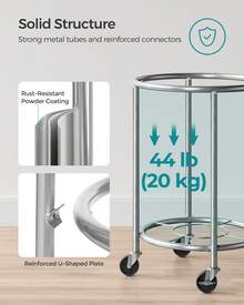 SONGMICS Laundry Basket With Wheels, Rolling Laundry Hamper, 29 Gal., Round Laundry Cart With Steel Frame And Removable Bag, 4 Casters And 2 Brakes - 黑色 - 查看 7