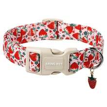 ARING PET Dog Collar - Adjustable Cartoon & Fruit Print Dog Collar, Soft Breathable Cotton Cute Pet Collar For Small/Medium/Large Dogs - Pink Strawberry - Pink Strawberry - 查看 12