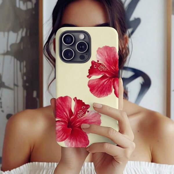 Funda de teléfono con flores SALLY, de hibisco tropical amarillo, de estilo floral, con estética femenina de verano, compatible con iPhone 16, 15, 14, 13, 12, 11 Pro Max