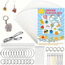 Conjunto de 192 peças de artesanato retrátil faça você mesmo - Folhas de filme plástico termoencolhível para chaveiros e fabricação de joias - Conjunto de arte criativa e artesanato - Decorações multifuncionais para o feriado, adequadas para Natal, Halloween, Páscoa e Ação de Graças - Artigos para eventos e festas familiares
