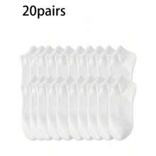 30 Pares/20 Pares/12 Pares/10 Pares/1 Par Meias Sólidas Versáteis Preto, Branco e Cinza Unissex, Design Minimalista e Simples para Uso Diário
