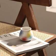 1 PIEZA Taza de café de cerámica con color de esmalte, taza de té de cerámica, taza de café hecha a mano, taza de degustación, taza de café para eventos, color de dopamina, agarre cómodo, de alta calidad y saludable, hermosa y práctica, taza de agua para el hogar u oficina, apropiada para regalo 180ml