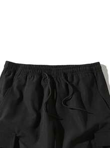 1pc Men's Casual Cargo Shorts, Multi-Color Polyester, Drawstring Waist, Adjustable Shoulder Straps, Multiple Pockets, Suitable For Gym, Workout, Casual Activities, Machine Washable, Summer Leisure Jogger Shorts, Durable Fabric
