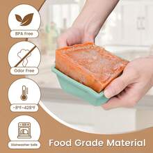 Silicone Freezer Tray For Soup Ice Cubes: 2-Cup Freezing Tray With Lid For Meal Prep - 4Pack Silicon Soup Portion Freeze Tray Make Stock Souped Ice Cube - 綠色 - 查看 2