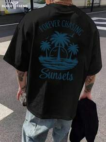 Camiseta de manga corta con estampado de patrón de con personalidad casual nueva para hombres, que se puede combinar con pantalones casuales, adecuada para viajes, vacaciones, campamento al aire libre y deportes