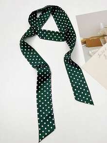 1pc Polka Dot Narrow Oblong Scarf For Women, Fashionable Versatile Headscarf Suitable For Daily, Commute, Banquet, Dating, Outing, Street Photography, Party And Other Occasions, Elegant Feminine Charm Accessory For Dress - Small Polka Dot Scarf - View 10