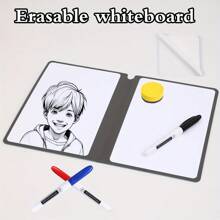 1pc Reusable Small Whiteboard Set, 4 Colors Available (Grey, Dark Blue, Brown, Beige), Includes Whiteboard Marker, Eraser Cloth, Sponge Eraser, Versatile For Office, Home, School Use - Memo Board, Drawing, Doodle, Learning,School Supplies,Back To School