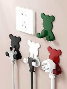1/4pcs Happy Bear Home Plastic Wall Hanging Non Perforated Hooks Dormitory Strong Load Bearing Adhesive Hook Scratcher Storage Rack Creative Cartoon Self Adhesive Hooks Rear Clothes Cap Key Clothes Hook Plug Hooks Kitchen Bathroom Wall Hooks Home Storage Power Cord Socket Fixing Back To School