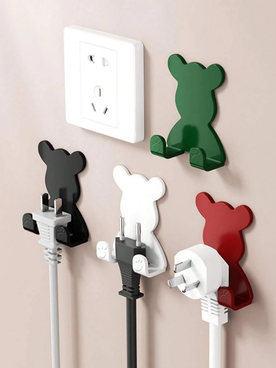 1/4pcs Happy Bear Home Plastic Wall Hanging Non Perforated Hooks Dormitory Strong Load Bearing Adhesive Hook Scratcher Storage Rack Creative Cartoon Self Adhesive Hooks Rear Clothes Cap Key Clothes Hook Plug Hooks Kitchen Bathroom Wall Hooks Home Storage Power Cord Socket Fixing Back To School