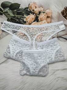 4 piezas/paquete Tanga sexy de cintura baja con encaje multicolor
