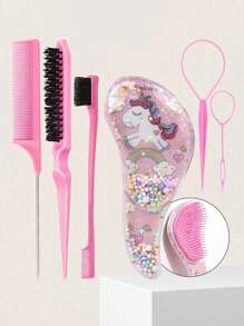 6pcs Transparent Cartoon Hair Care Comb Set, Smooth Hair Comb, Household Hairbrush, Scalp Massage Comb, Bubble Ball Plastic Comb, Hair Style Tip Tail Comb, Three-Row Brush Comb, Double-Headed Comb Style, Brush Style Brush, Eyebrow Brush, Eyebrow Brush, Makeup Tray Set, Providing The Best Personalized Gift For Your Girl, Hair Styling, Hair Stuff, Comb Hair ,Hair Accessories, Hair Styling Kit, Hair Tool Kit, Hairstyling Set