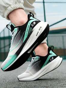 男士轻便透气碳板爆米花减震回弹跑步鞋，适合夏秋季 - 墨綠色 - 查看 2