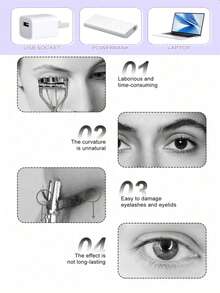 1pc/2pcs Fashion & Practical Electric Eyelash Curler, Electric Eyelash Curling & Heating Tool, Eyelash Curler Requires 1 AAA Battery (Battery Not Included) - Multicolor - View 4