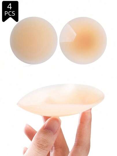4pcs Reusable Ultra-Thin Nipple Covers, Comes With Storage Gift Box; Strapless Invisible Self-Adhesive Pasties, Convenient To Carry; Lingerie & Intimates Accessories To Prevent Nipple Protrusion Embarrassment