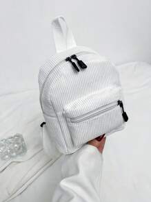 حقيبة ظهر صغيرة جديدة من قماش القطيفة الأحادي اللون ذات طبعة نمر أنيقة، تصميم عصري رياضي متعدد الاستخدامات ملائم للسفر والمدرسة ذو طابع بسيط للسيدات شنطه جامعه شنط جامعات شنطة ظهر للسفر حقيبه جامعه