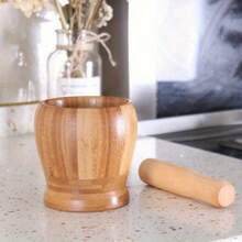 Bamboo Garlic Press Herb Grinder Spice Crusher Kitchen Tool For Garlic Ginger