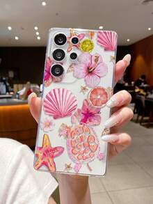 1 carcasă de telefon transparentă din TPU moale, cu model de floare cu tematică oceanică, broască țestoasă, scoici, compatibilă cu telefoanele Samsung, Nothing, Pixel, INFINIX, Xiaomi Redmi, rezistentă la cădere, zgârieturi și amprente - Multicolor - Vizualizare 2