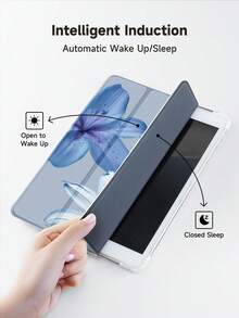 Ayotu 蓝白芙蓉花图案 iPad 保护套，兼容 10.2 英寸 iPad（第九/八代，2021/2020 款）、10.5 英寸 Galaxy Tab A8（2022 款）和 Kindle（第十一代，2024 年发布，6 英寸），带笔槽，支持自动休眠/唤醒功能，时尚保护套 - 彩色 - 查看 4