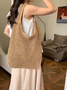 Fashionable Straw Woven Tote Bag For Women, Leisure Style