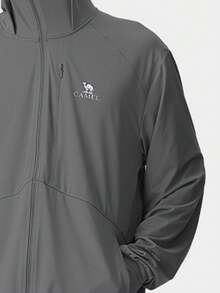 CAMEL CROWN 男士针织防晒衣春夏户外纱防晒清凉黑胶钓鱼防晒服登山外套 - 暴雨灰 - 查看 2