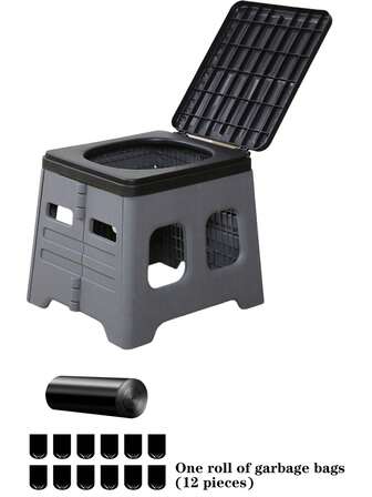 BABONA 1pc Outdoor Travel Portable Folding Toilet Stool, Car Camping Toilet Bowl (Black) (Green)