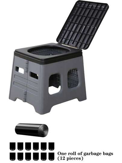 BABONA 1pc Outdoor Travel Portable Folding Toilet Stool, Car Camping Toilet Bowl (Black) (Green)