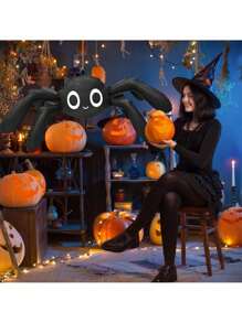 1pc 57-Inch 3D Cartoon Spider Shaped Foil Balloon, Oversized Adorable 6-Legged Black Spider Design Polyester Film Balloon, For Trick Or Treat, Halloween, Ghost House Decor, Spooky Party Decorations, Fun Birthday Party