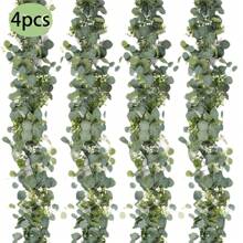 1pc/2pcs/4pcs Eucalyptus Garlands,1 Pack 5.7ft Long Artificial Mixed Eucalyptus Leaves Vine,Greenery Garland Hanging Plants For Farmhouse Table Centerpiece Mantel Wedding Arch Christmas Decor,Room Decor,Home Decor,Kitchen Decor,Wedding Decor,Table Decoration,Centerpieces,Office Decor,Garden Decor,Outdoor Decor