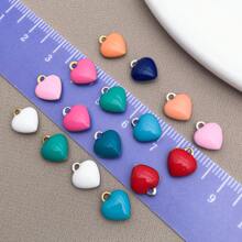 10pcs 8x9mm Cute Tiny Enamel Stainless Steel Heart Charms Mini Love Pendants For DIY Bracelet Necklace Earrings Jewelry Making Crafts Accessories
