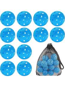12pcs Pickleball Net Bag Packed USAPA Approved Outdoor Pickleball 40-Hole 74mm High Elastic Molded Pickleballs