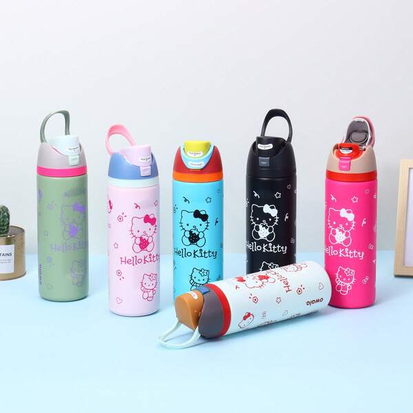 Sanrio Garrafa térmica Sanrio de aço inoxidável com canudo, 32 oz, para esportes e viagens, 32 oz