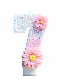 Flower Decor 0-9 Numbers Candles, Birthday Cake Decor, Party Candles, Atmospheric Party Supplies, Romantic Party Supplies, Birthday Candles, Personal Party, Graduation Party, Halloween, Christmas, Birthday Party, Etc. Cake Decor, Baking Decor, Creative Number Birthday Candles, Birthday Cake Decor Candles, Valentine's Day Decor, Suitable For 1-100 Years Old Birthday Party Cake Decor - Pink Daisy - View 18