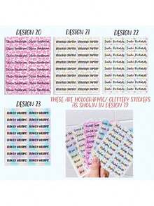 60/120pcs Personalized Customized Name Stickers Waterproof Labels, Identification Name Tags, Durable Self-Adhesive Labels 1.5x4.5cm, Multiple Holographic Glitter Styles Design, Perfect Gift Supplies For Organization, Office, Home Personal Use - Multicolor - View 9