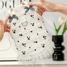 1pc Princess Lace Layered Dress For Small Dogs & Cats, Suitable For Summer, Wedding Or Holiday - Black and White - View 7