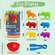 Counting Animals Toys Matching Game With Sorting Bowls , Preschool Learning Activities Montessori Sensory Fine Motor Toys Set, For Math Color Sorting Gifts, For Toddlers Kids Age 3+ Old Boys Girls - Multicolor - View 2