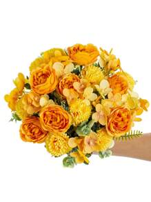 1PC/3PCS Artificial 7-Head Peony Silk Hydrangea Bouquet, Bride Holding Flower Material, Home, Dining Room, Vase Decoration, Wedding Decoration, Background Wall Decoration, Flower Wedding Car With DIY Wreath Material, Door Lintel, Flower Material, Valentine's Day Gift, Autumn Decoration,Fall Decor,Autumn