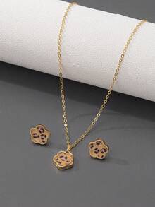 2 Pairs Elegant Black & White Metal Clover And Floral Stud Earrings, Casual Women's Accessories, Valentine's Day Gift, Jewelry Fashion Accessories, Wedding Season