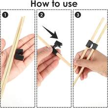 8Pcs Reusable Chopstick Helpers, Training Chopstick Hinges Connector Practice Chopsticks Adults,, Beginner, Trainers Or Learner(Black) - Mix Color - View 10