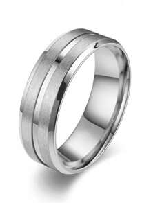 2pcs/Set Men Minimalist Ring Stainless Steel Punk Hip Pop Style