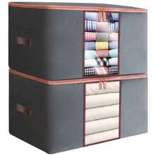 防水衣物收纳袋、牛津布折叠收纳盒、衣柜整理器和加固处理、坚固的面料、透明窗口毛衣、外套、 T 恤、毛毯。 - 灰色 - 查看 3