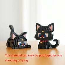 500+Pcs Pet Cat Series Splicing Building Blocks, Cute Cartoon Animal Model, Fashion Assembly Toy, Creative Gift, Home And Office Desktop Decoration - Multicolor - View 12