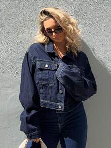 Jeta Ari Premium Denim Contrast Stitch Denim Jacket - Dark Wash - View 5