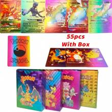 pokemon 55 carte Pokémon (serie V, Vmax, GX rare), carte anime da collezionare, regali per fan, adatte per occasioni di festa, fornitura per feste, gioco di carte Pokémon